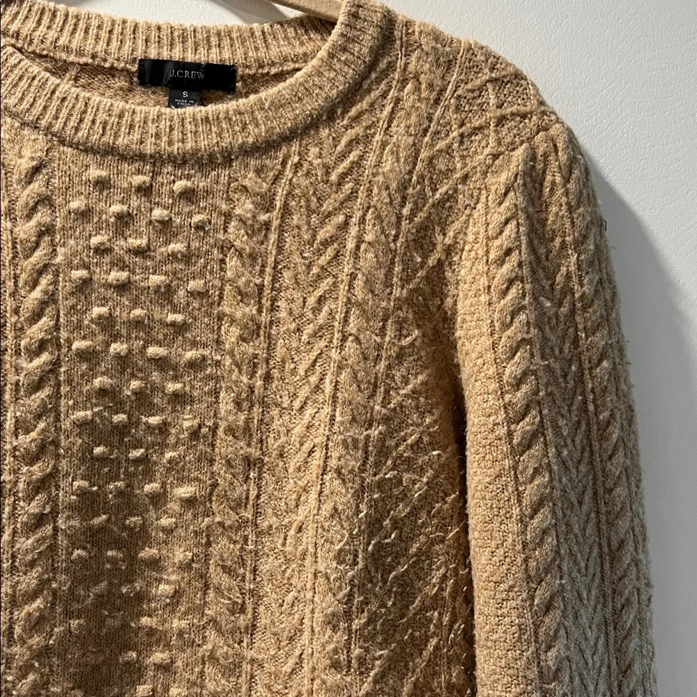 J. Crew Camel Cable Knit wool blend Sweater S - Picture 3 of 9